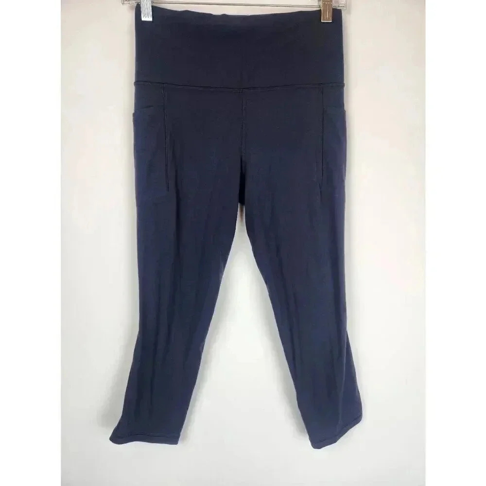 Athleta Salutation Stash Pocket Tight 19 Inch Inseam Navy Blue Size Small